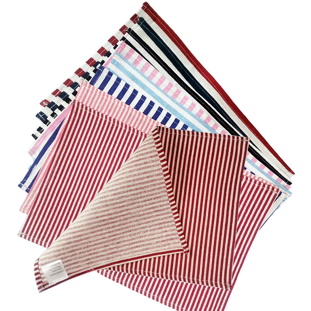 Linen Napkin Set - 1Pc Polyester Linen Lattice and Stripe