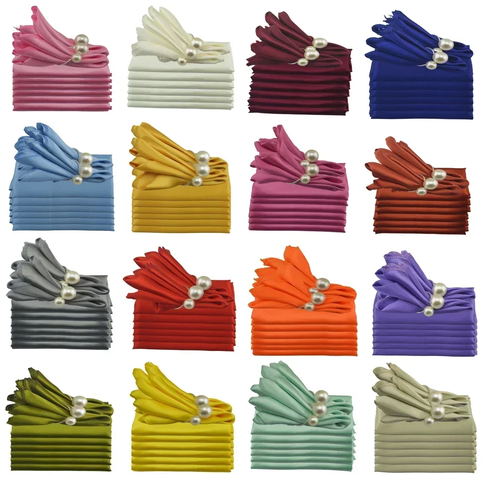 Linen Napkin Set - 50pcs Satin Napkins For Wedding Table