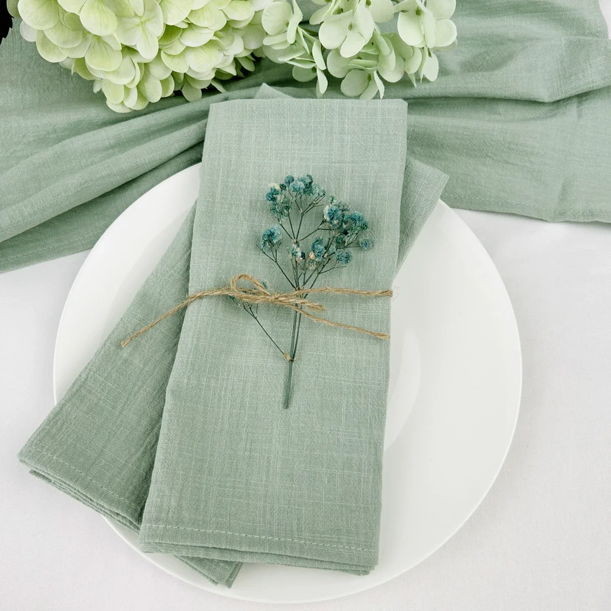 Linen Napkin Set - 50pcs 30x45cm 100% Cotton Sage Green