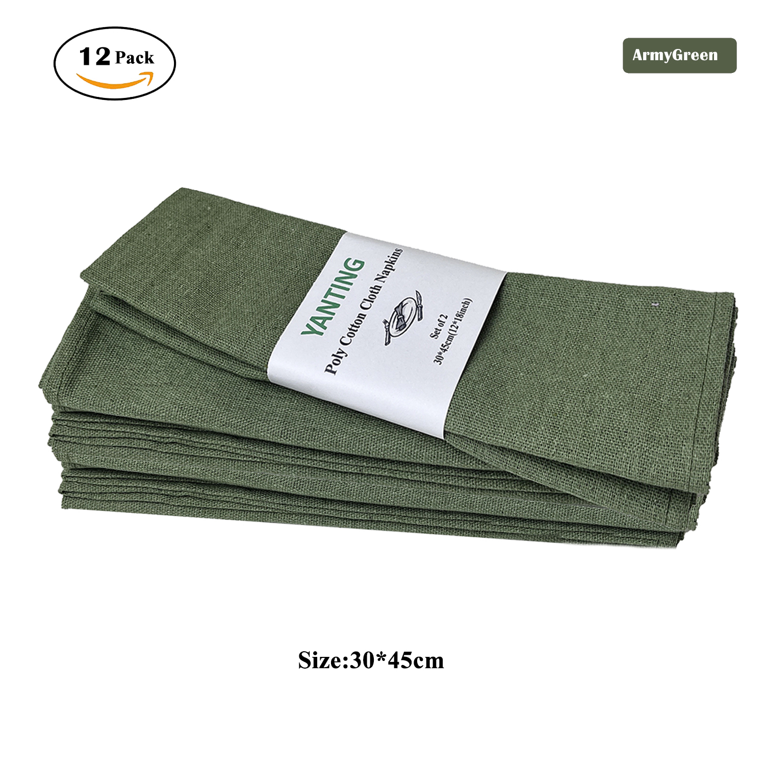 Linen Napkin Set - 12Pcs Christmas Green Red Cloth Napkin