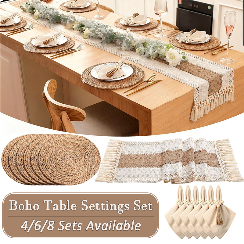Linen Napkin Set - 4/6/8 Sets Boho Dining Table Decorations