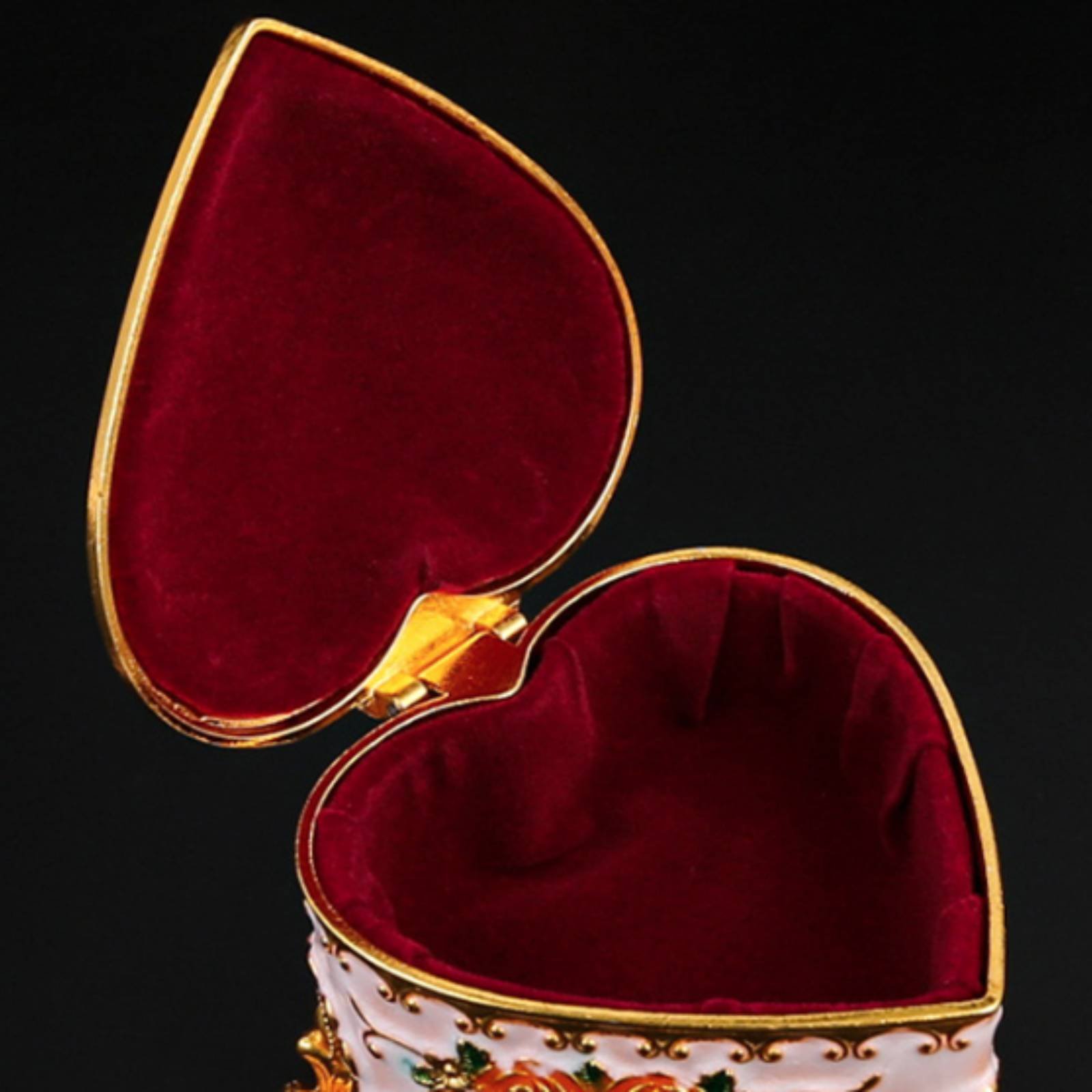 Velvet Jewelry Box - Floral Pattern Jewelry Box Enamel Finish