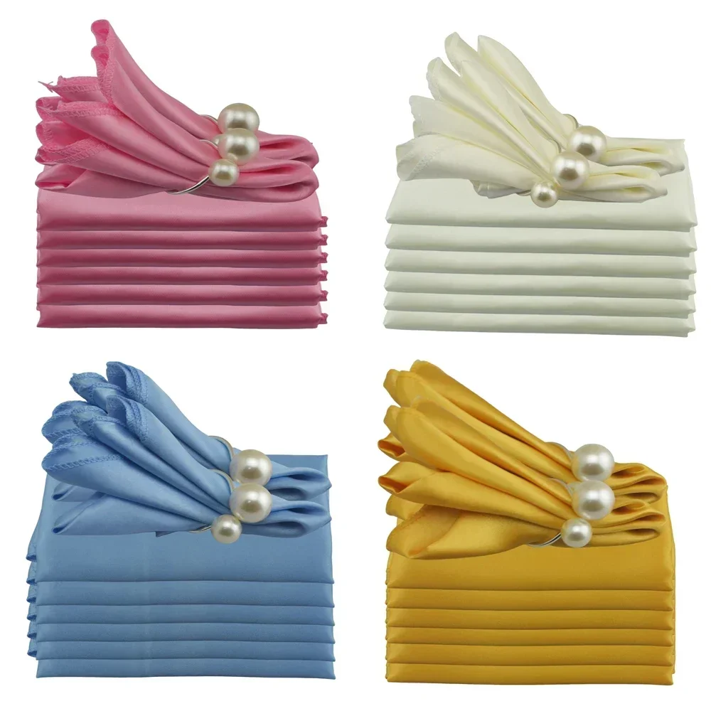 50pcs Satin Napkins For Weddin - مراجعة Linen Napkin Set وسعره