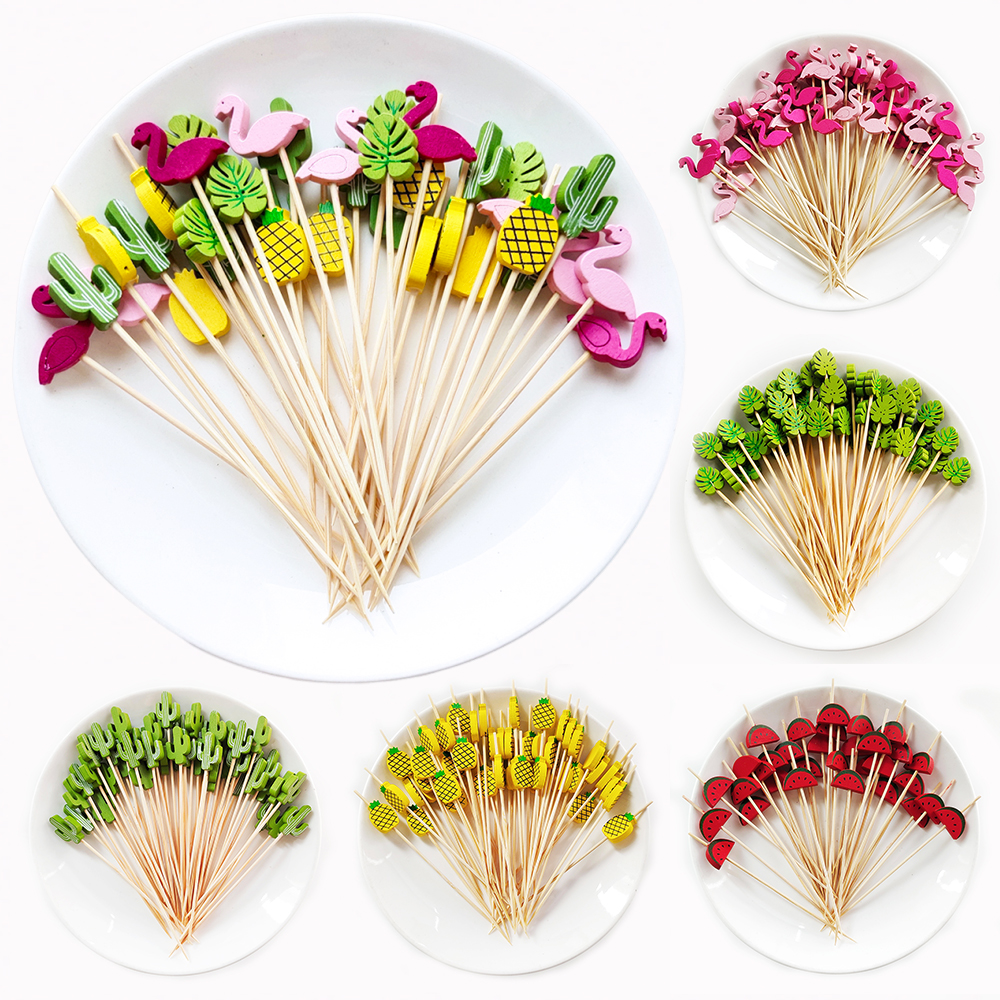 100/50Pcs Hawaii Party Cocktai - مراجعة Bamboo Cutlery Set وسعره