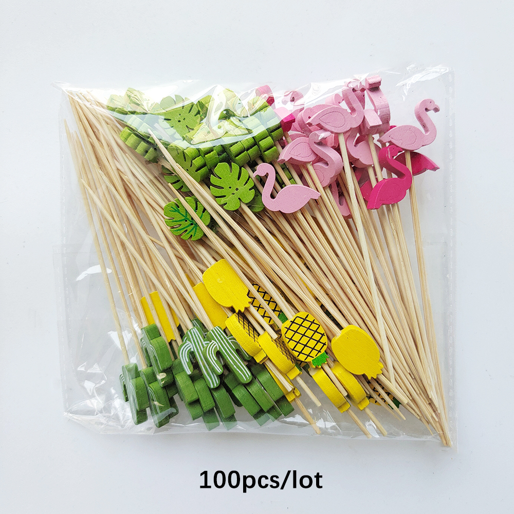 100/50Pcs Hawaii Party Cocktai - مراجعة Bamboo Cutlery Set وسعره