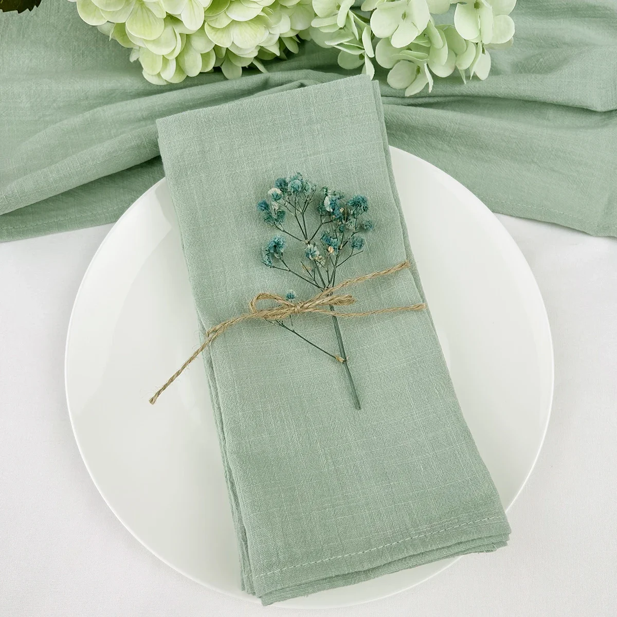 50pcs 30x45cm 100% Cotton Sage - مراجعة Linen Napkin Set وسعره
