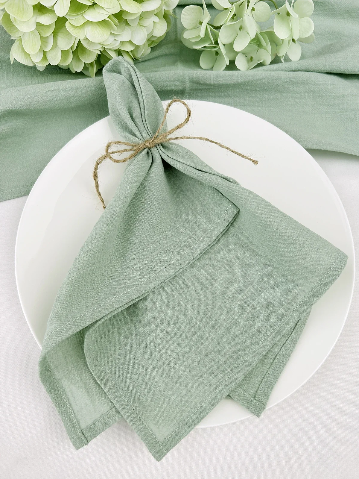 50pcs 30x45cm 100% Cotton Sage - مراجعة Linen Napkin Set وسعره