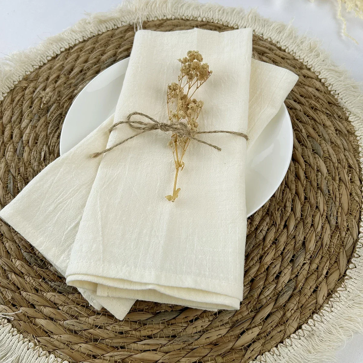 50pcs 30x45cm 100% Cotton Sage - مراجعة Linen Napkin Set وسعره