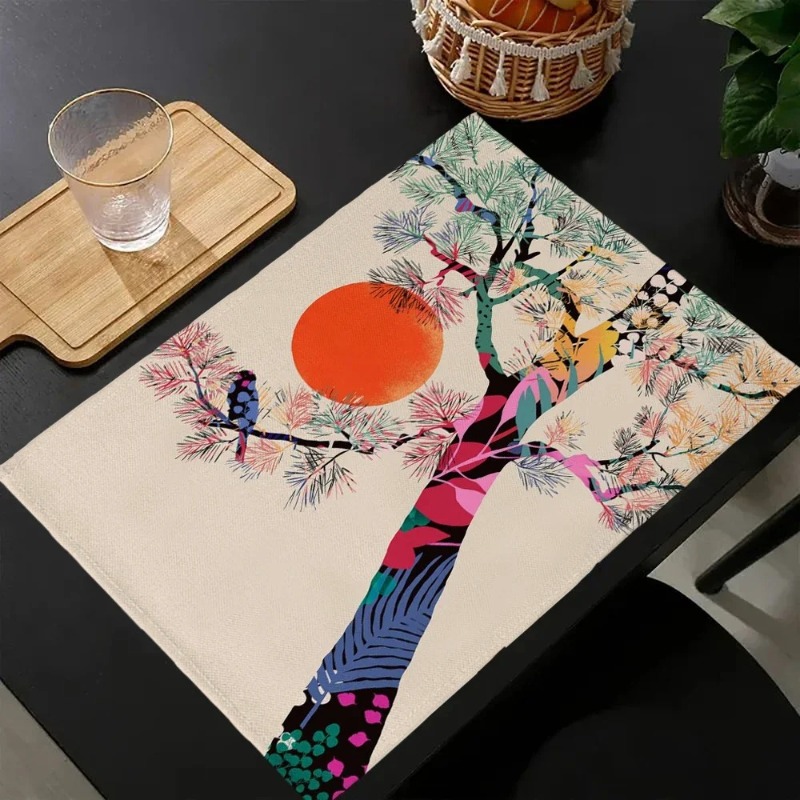 Tsunami Waves Printed Placemat - مراجعة Linen Napkin Set وسعره