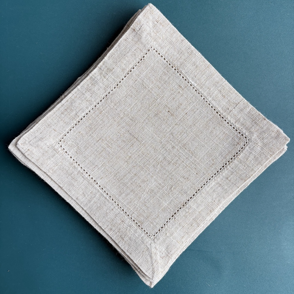 6 Pieces Hemstitch Cocktail Na - مراجعة Linen Napkin Set وسعره