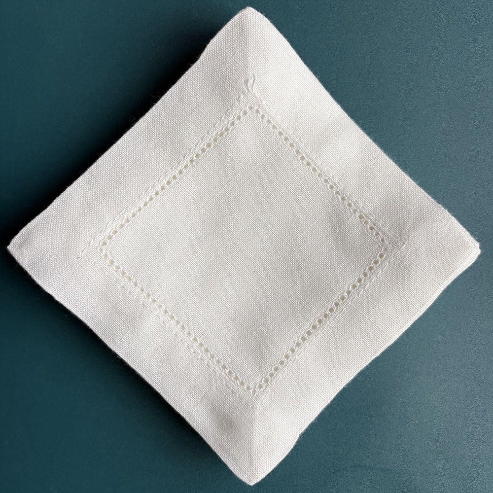 6 Pieces Hemstitch Cocktail Na - مراجعة Linen Napkin Set وسعره