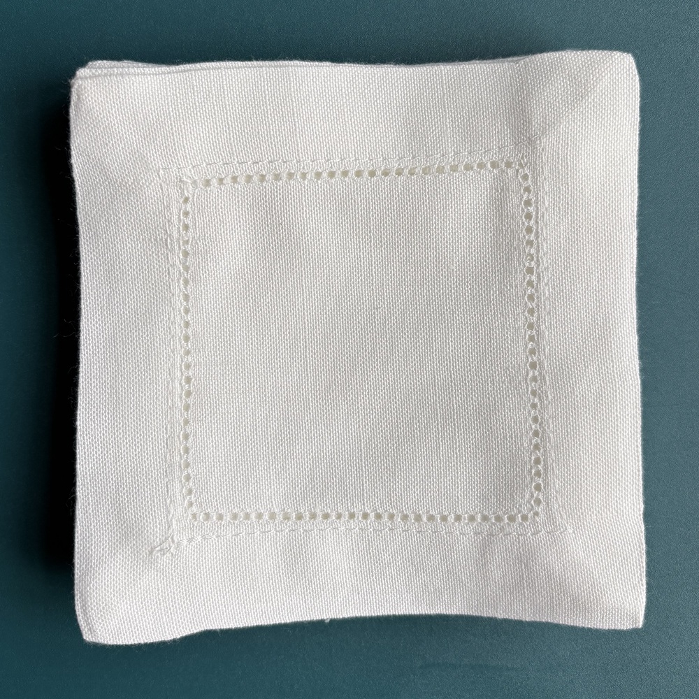 6 Pieces Hemstitch Cocktail Na - مراجعة Linen Napkin Set وسعره