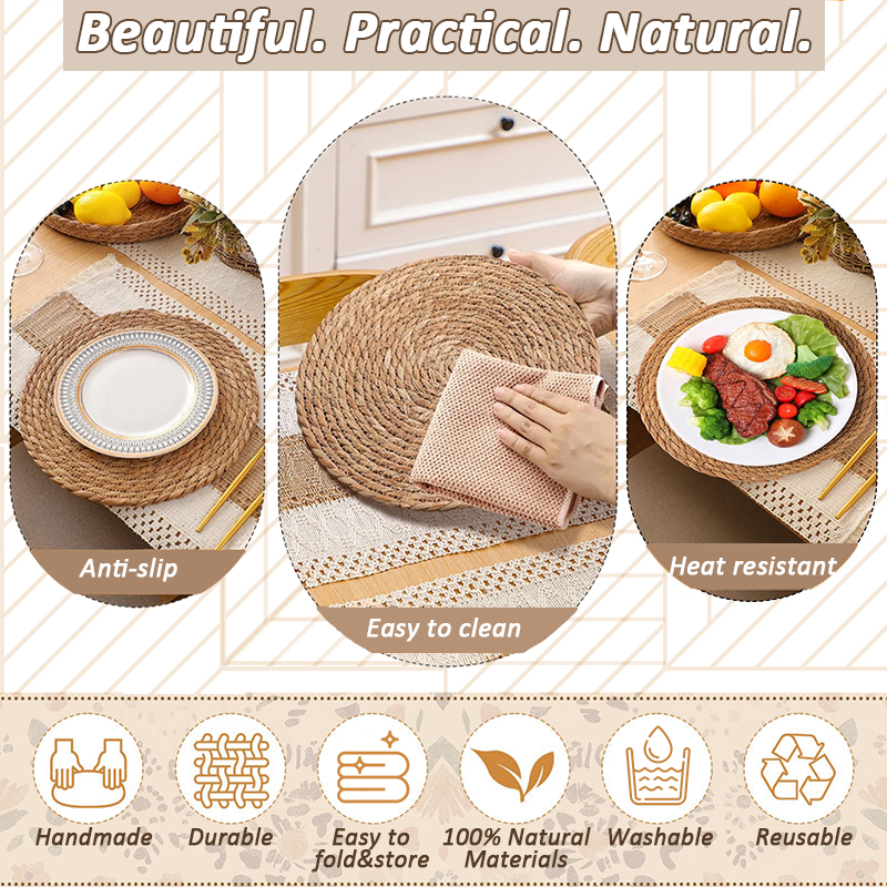 4/6/8 Sets Boho Dining Table D - مراجعة Linen Napkin Set وسعره