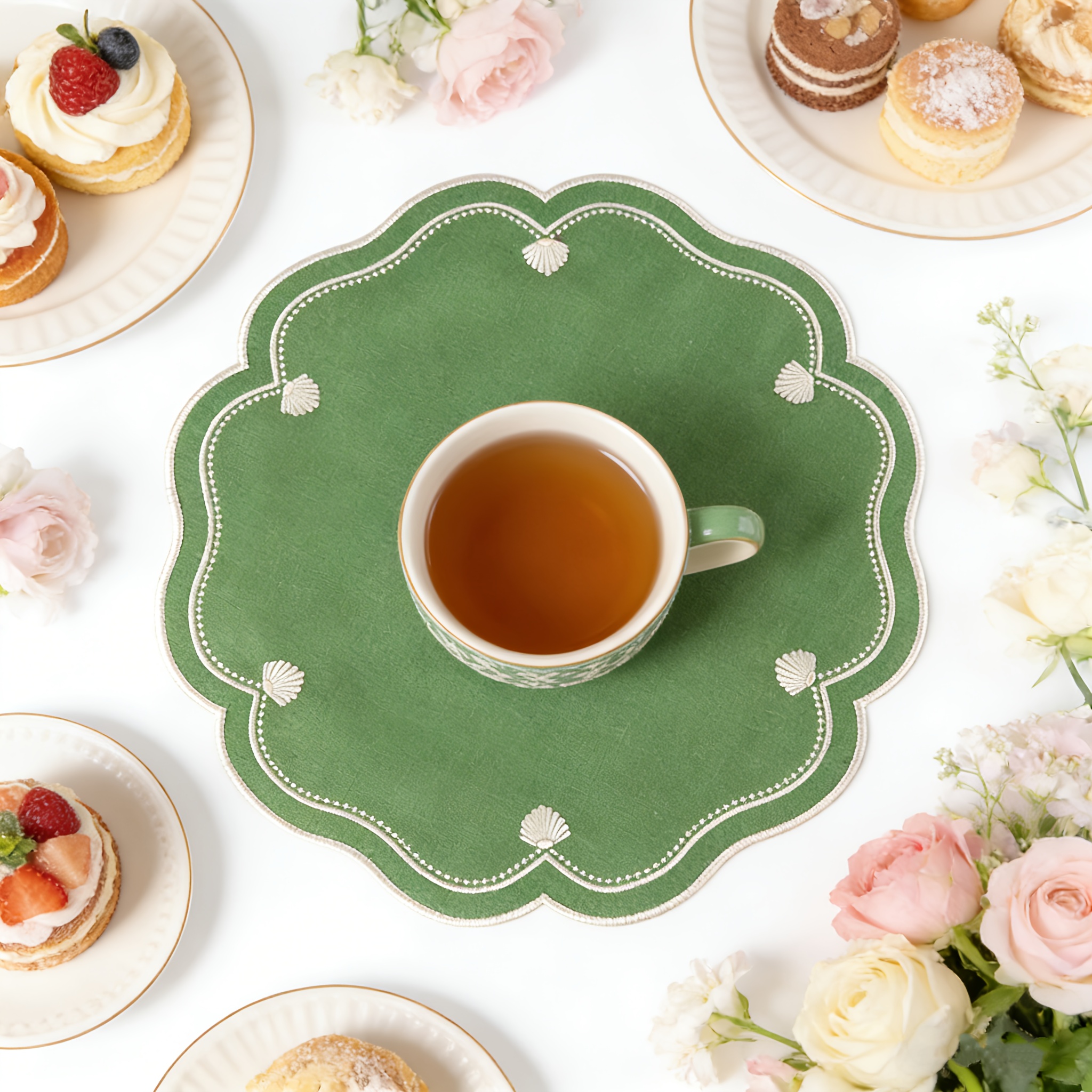 1PC Various Thick Embroidered  - مراجعة Linen Napkin Set وسعره