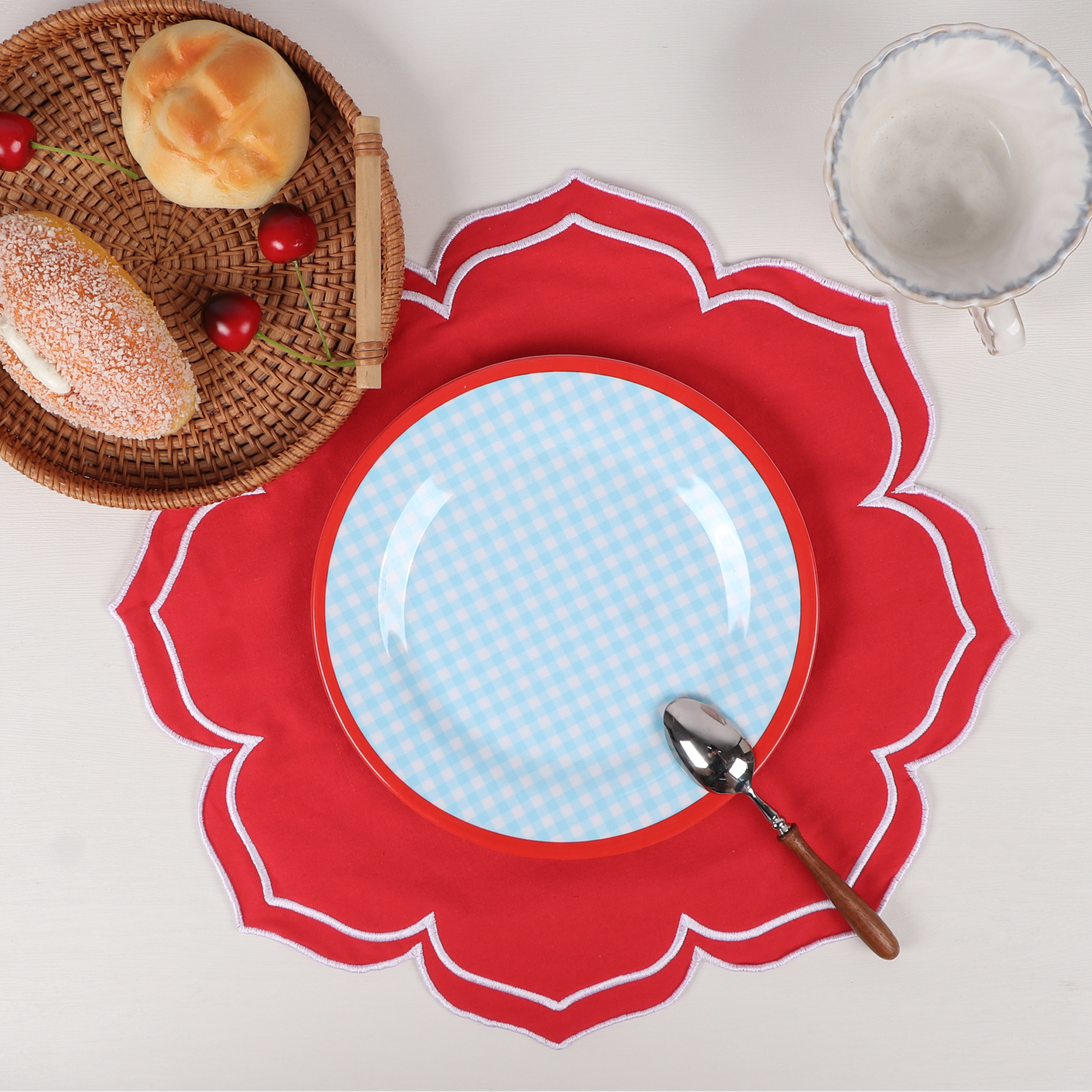 1PC Various Thick Embroidered  - مراجعة Linen Napkin Set وسعره