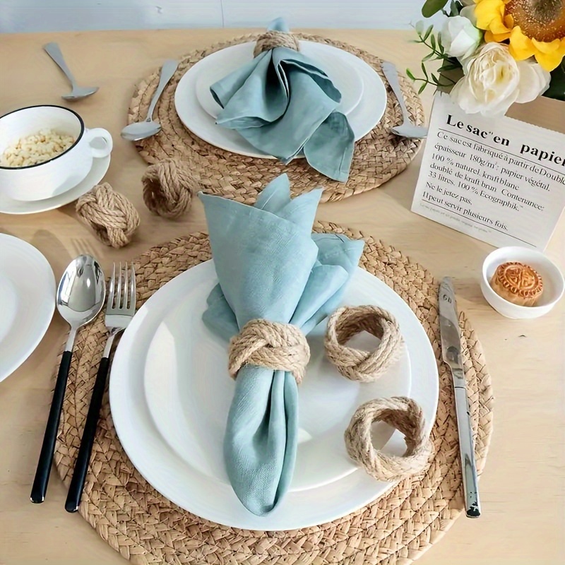48Pcs Linen Braided Napkin Rin - مراجعة Linen Napkin Set وسعره