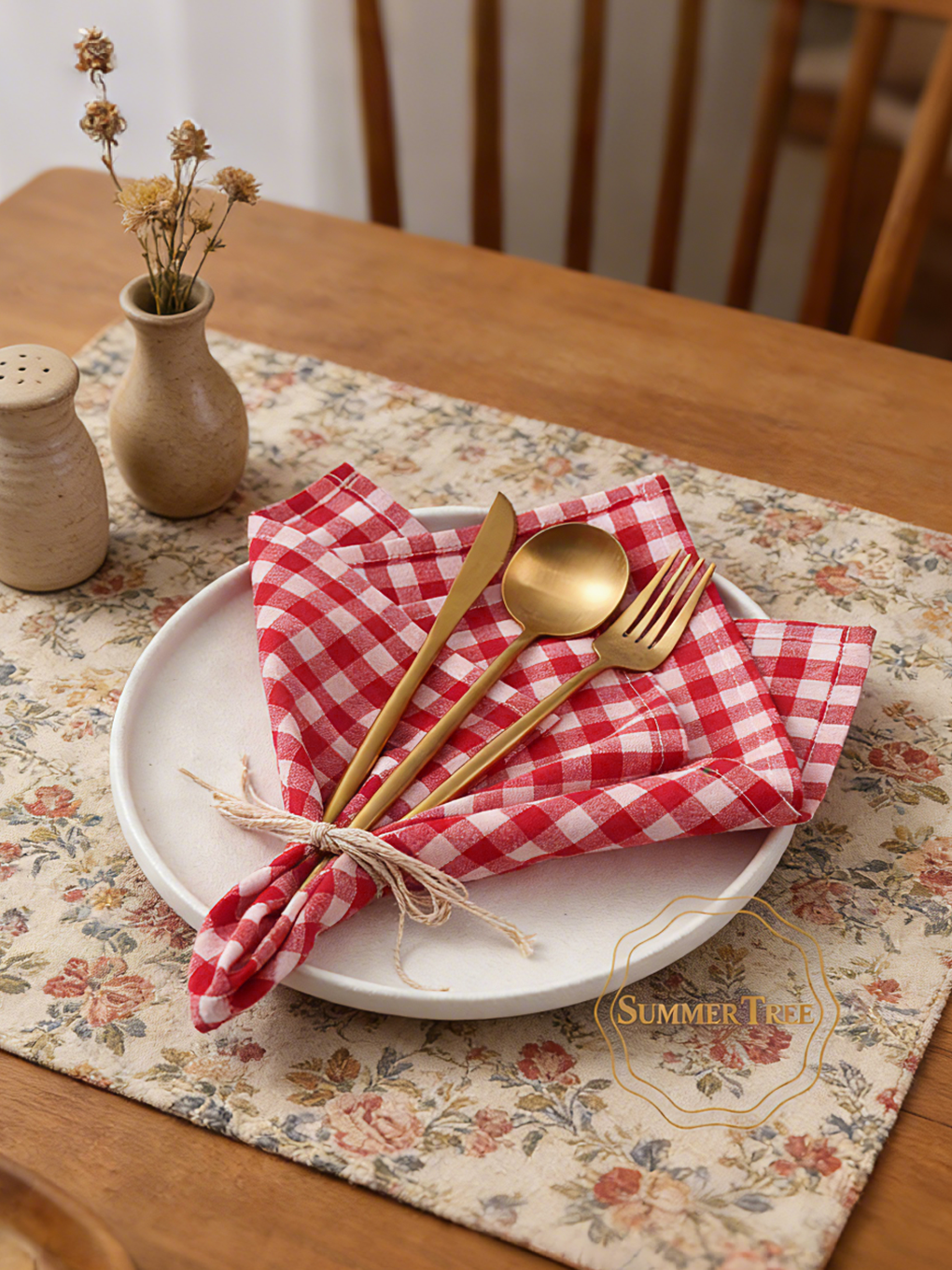Gingham Cotton Napkin 42x42cm  - مراجعة Linen Napkin Set وسعره