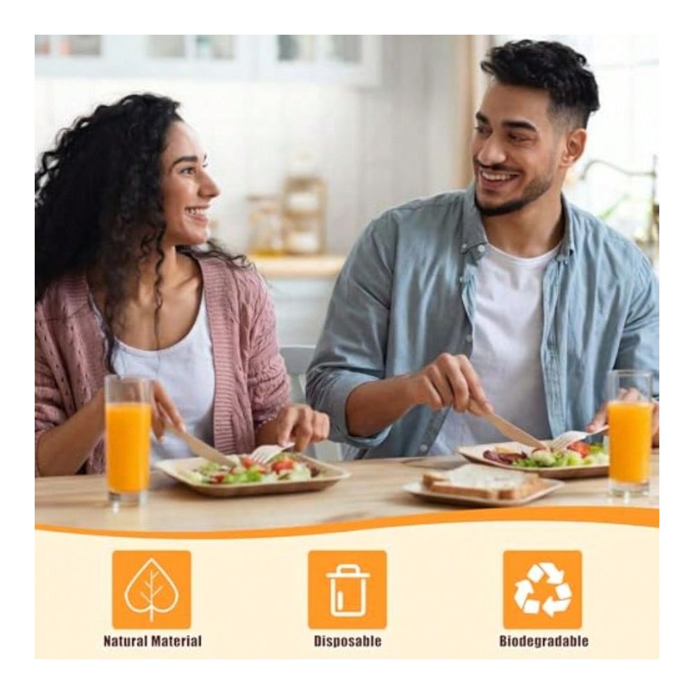 Pcs Disposable Bamboo Plates D - مراجعة Bamboo Cutlery Set وسعره