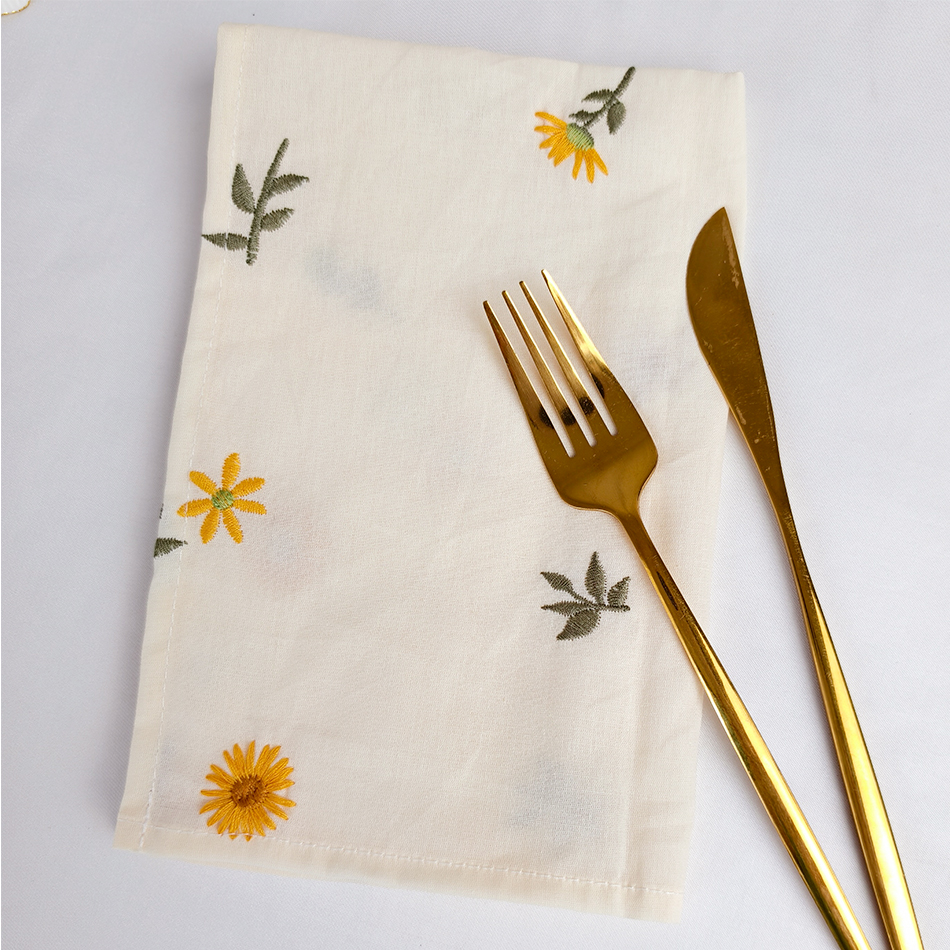 6PCS Cotton Embroidery Table N - مراجعة Linen Napkin Set وسعره