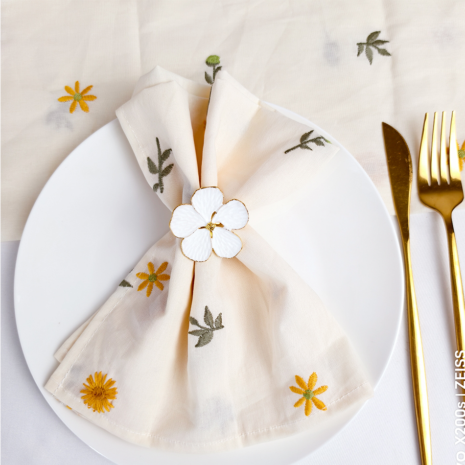 6PCS Cotton Embroidery Table N - مراجعة Linen Napkin Set وسعره