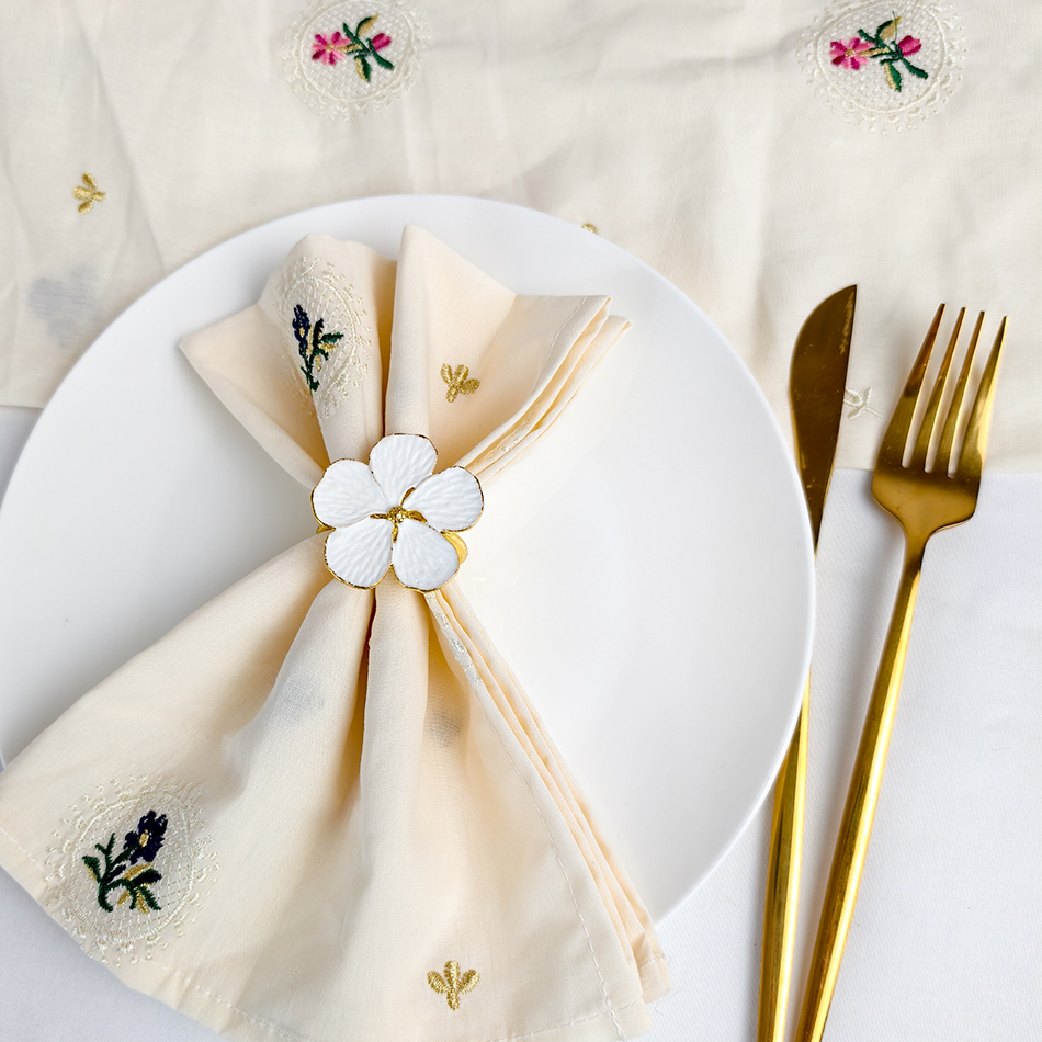 6PCS Cotton Embroidery Table N - مراجعة Linen Napkin Set وسعره