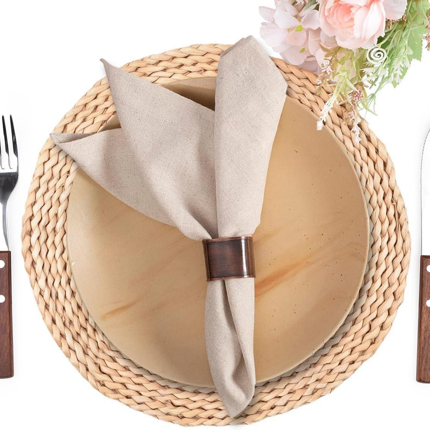 Set of 12 Linen Flax Cotton Cl - مراجعة Linen Napkin Set وسعره