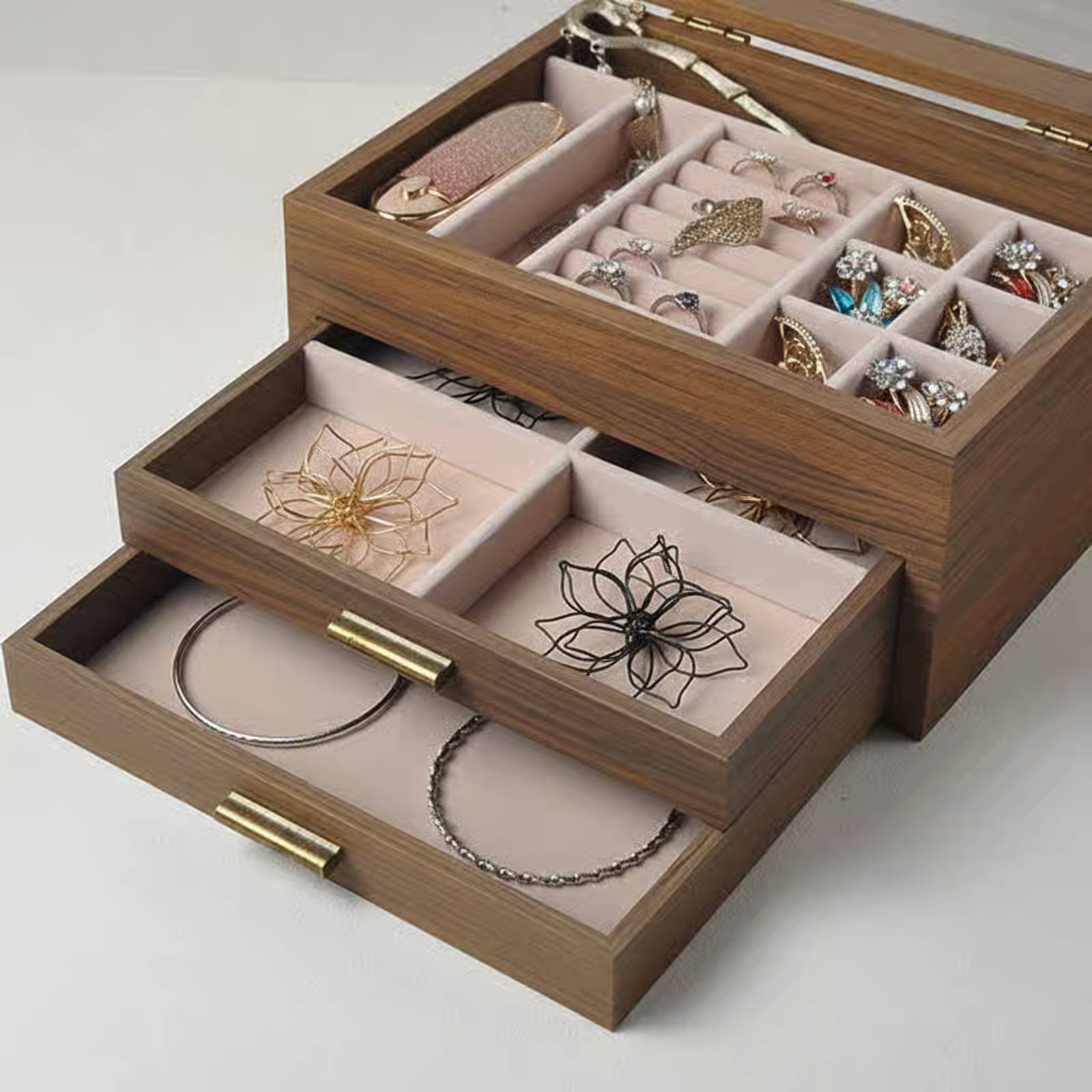 3-Tier Jewelry Organizer Gold  - مراجعة Velvet Jewelry Box وسعره