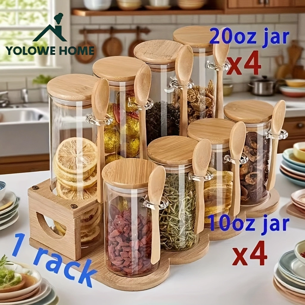8-Piece Glass Storage Containe - مراجعة Bamboo Cutlery Set وسعره