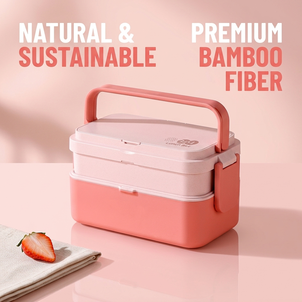 Portable Lunch Box Bamboo Fibe - مراجعة Bamboo Cutlery Set وسعره