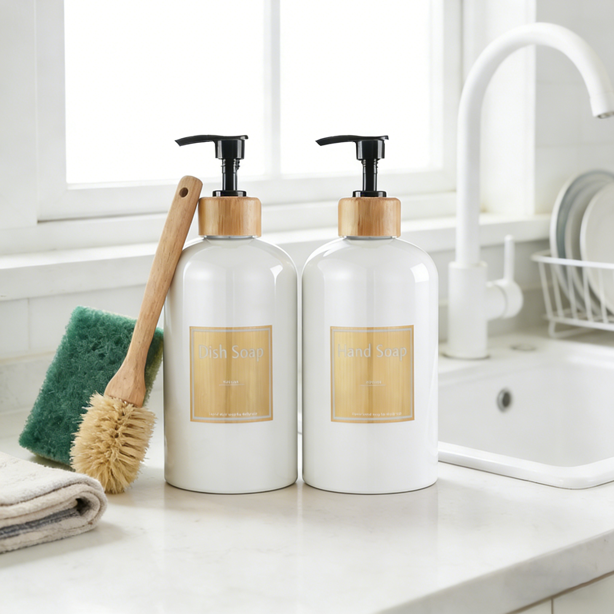 Refillable Soap Bottles with B - مراجعة Bamboo Cutlery Set وسعره